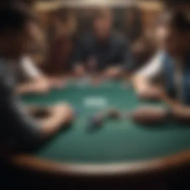 Poker table with players engaged in the game