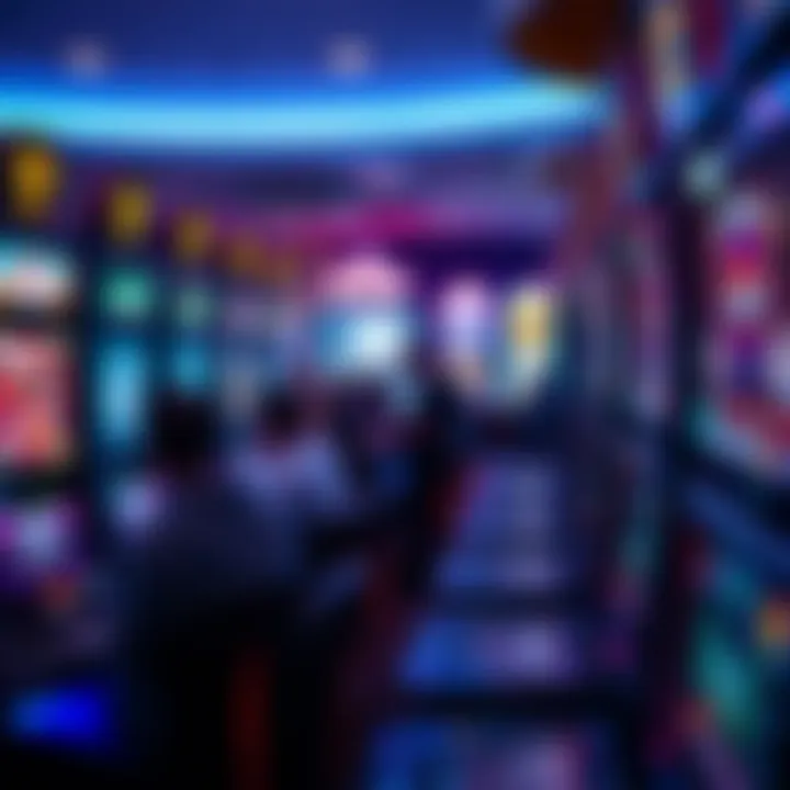 Close-up of gaming machines with patrons engaging