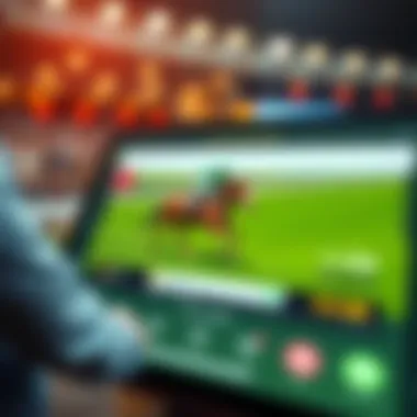 Interface of the BetAmerica horse racing app showcasing live betting features