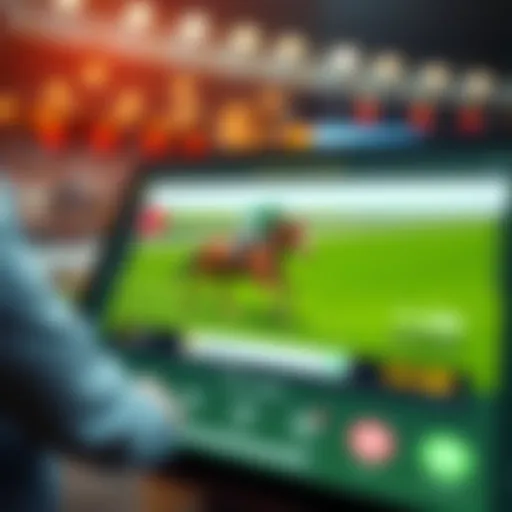 Interface of the BetAmerica horse racing app showcasing live betting features