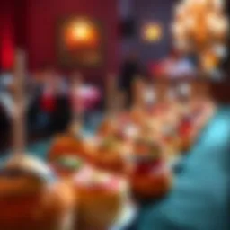 Elegant display of gourmet casino-themed appetizers