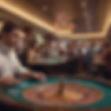 A vibrant casino floor with eager players at gaming tables