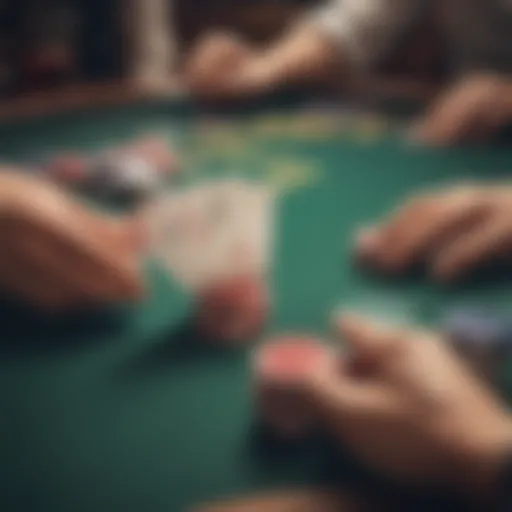 Texas Hold'em gameplay layout showing the table and chips