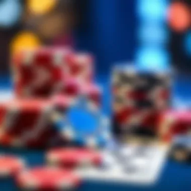 Close-up of poker chips and cards emphasizing strategy and gameplay