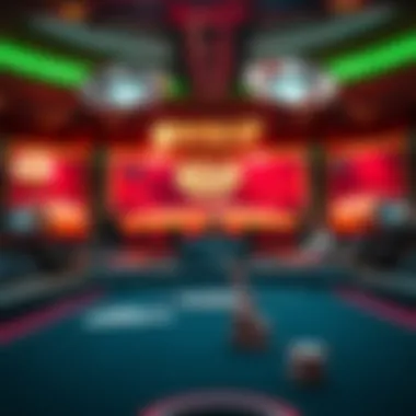 Table setup for a poker tournament showcasing the competitive atmosphere