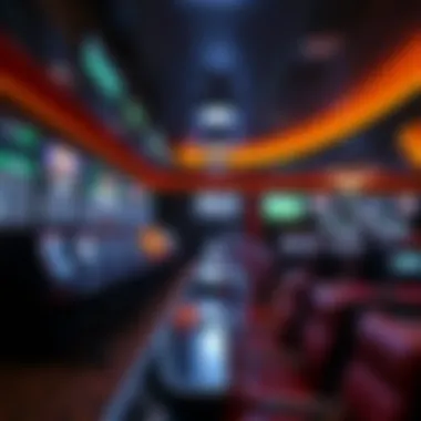 Interior of the sports betting area with screens displaying live odds