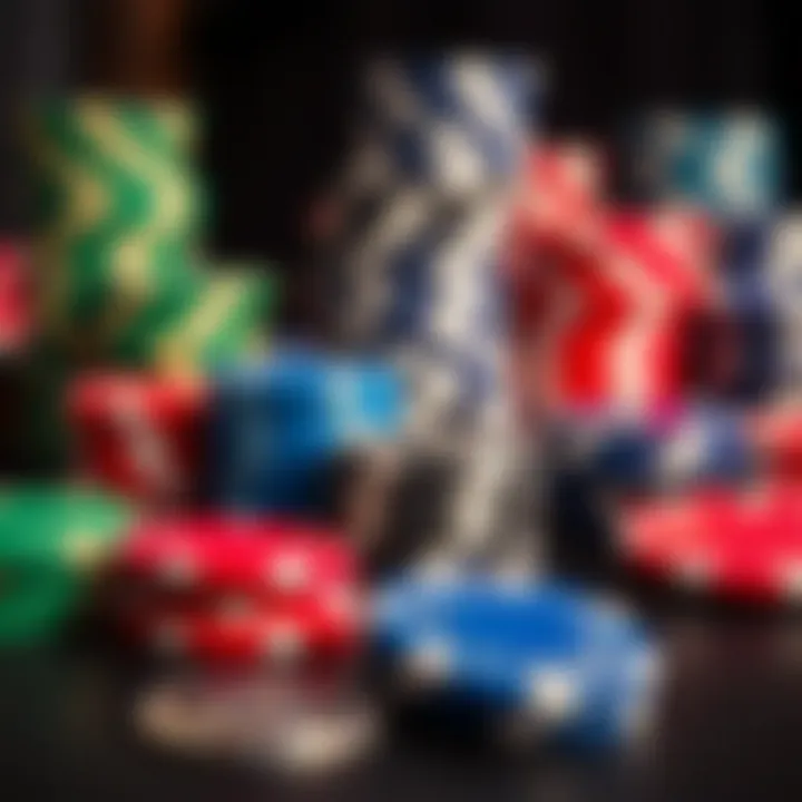 High-quality poker chips in various colors