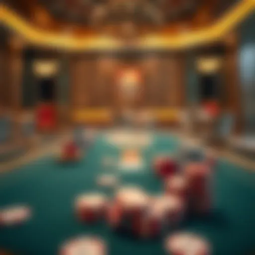 Luxurious poker table with chips and cards