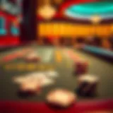 Digital baccarat table with virtual cards and chips