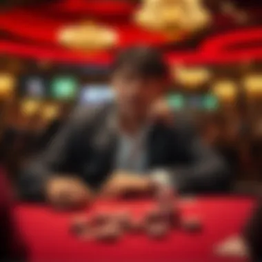 Gambler contemplating strategies at a poker table