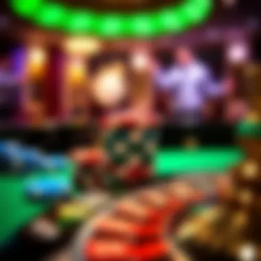 A close-up of roulette chips stacked in preparation for a bet.