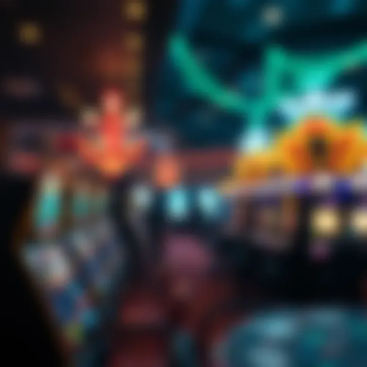A lively scene of the casino floor, blending gaming and entertainment