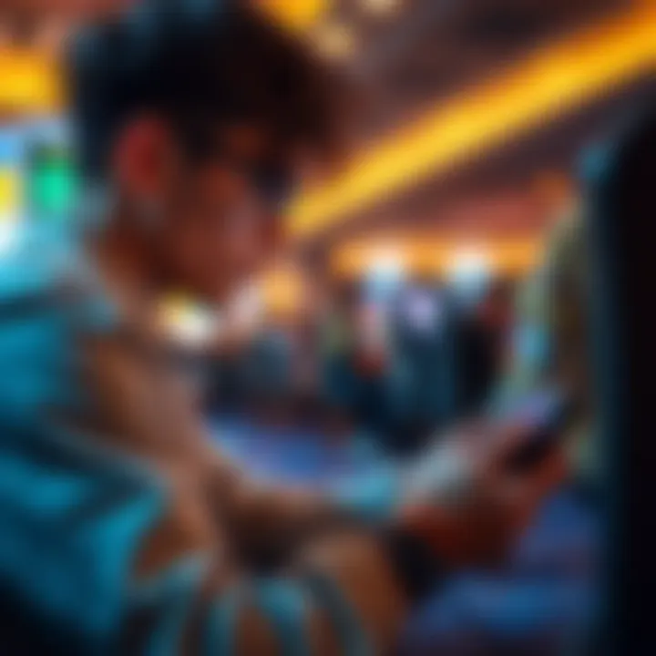 A gamer engrossed in a mobile app showcasing cash rewards