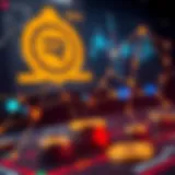 A digital representation of a blockchain network used in gaming.