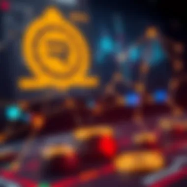 A digital representation of a blockchain network used in gaming.