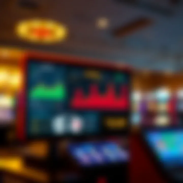 A digital screen displaying analytics and player engagement