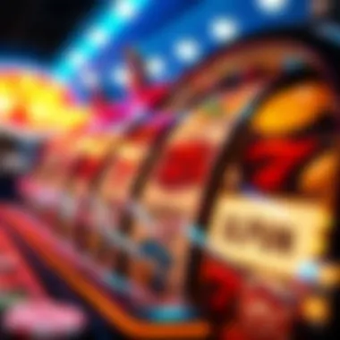 Close-up of a spinning slot reel showcasing various symbols