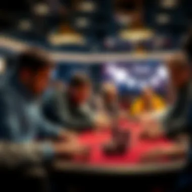 A vibrant scene at a live poker table with players focused on their strategies