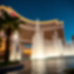 Exterior view of the Bellagio Resort showcasing its iconic fountains
