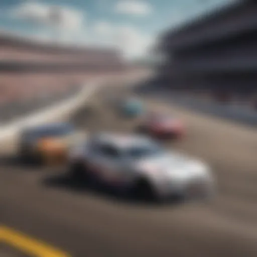 A dynamic NASCAR race scene showcasing high-speed action on the track