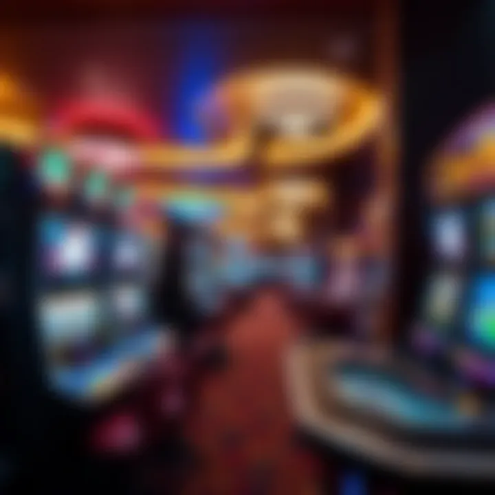 Interior gaming area with diverse slot machines and gaming tables