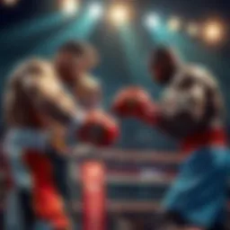 A vibrant boxing match showcasing intense action