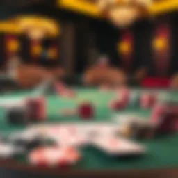 A vibrant poker table showcasing a variety of chips and cards