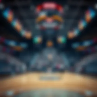 NCAA basketball court during a game