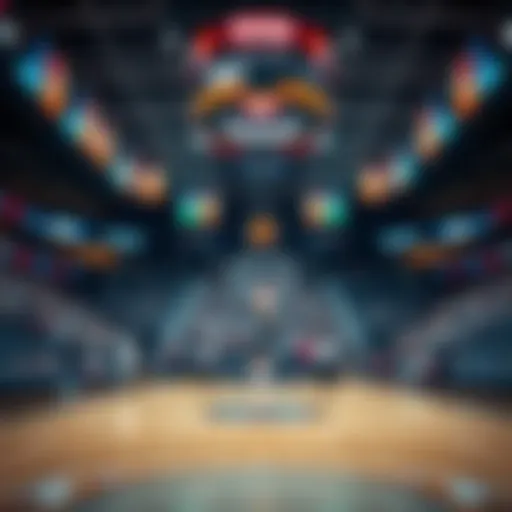 NCAA basketball court during a game