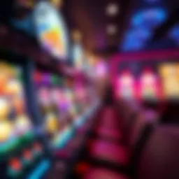 A captivating view of a slot machine video game interface showcasing vibrant graphics and dynamic gameplay.