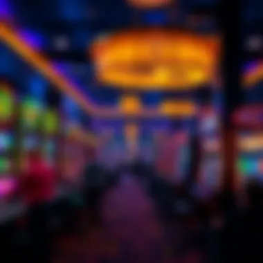 An immersive casino environment featuring players engaged with slot machine videos, highlighting social interaction.