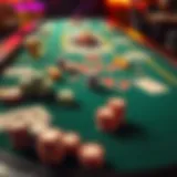 A vibrant Texas Tea gaming table showcasing chips and cards.