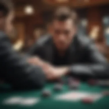 A cinematic representation of a poker table with intense focus