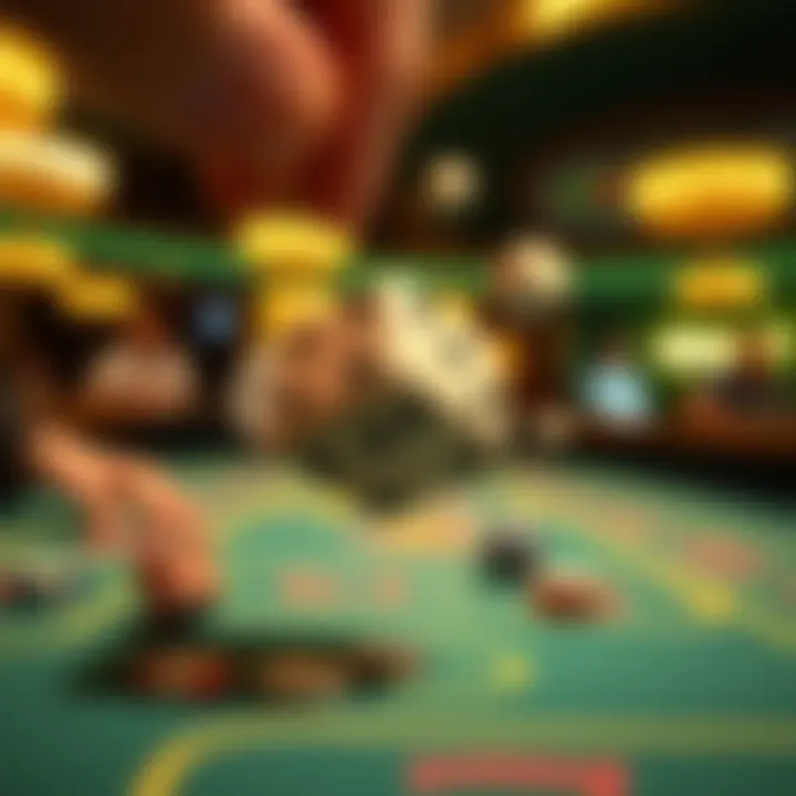 Dice being thrown in a craps game