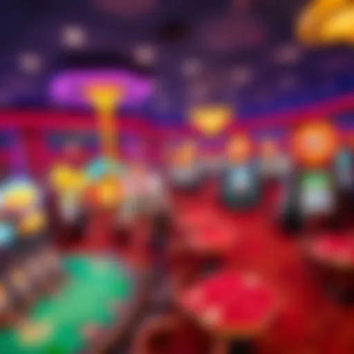 A panoramic view of a vibrant casino floor bustling with activity