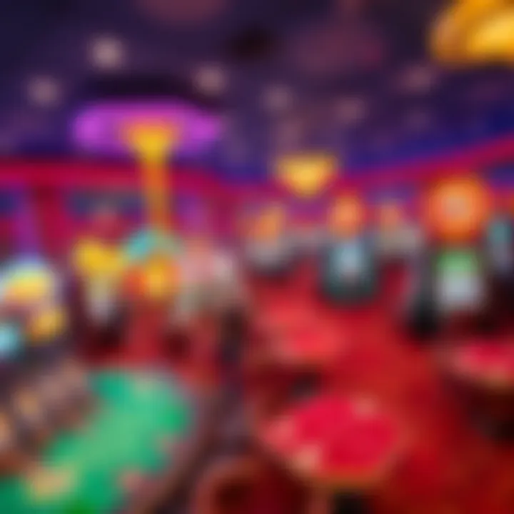 A panoramic view of a vibrant casino floor bustling with activity