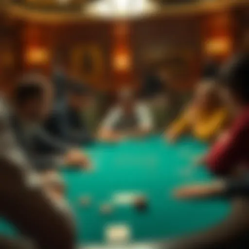 A poker table with players engaged in a game