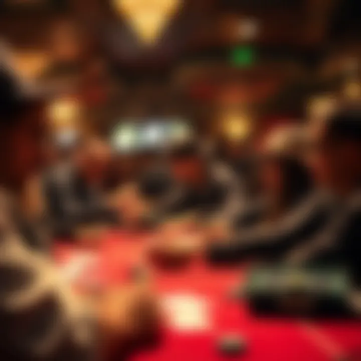 A vibrant poker tournament with players engaged and spectators cheering.