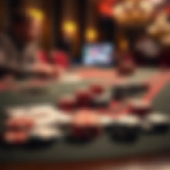 An intriguing poker table setup with chips and cards