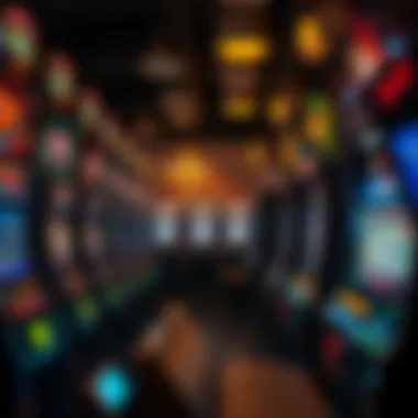 A cultural depiction of slot machines in gaming environments.