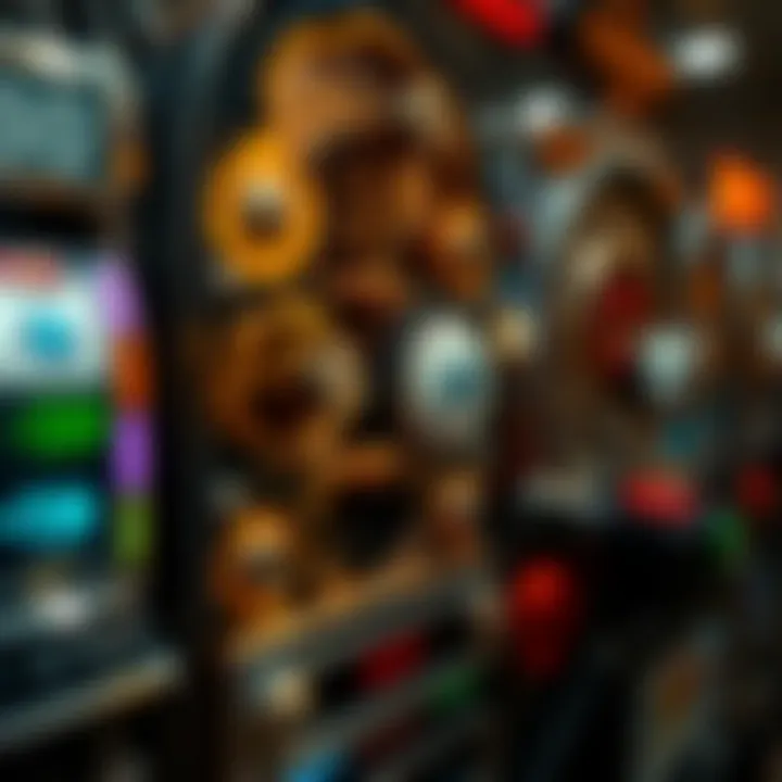 An intricate view of the mechanics behind slot machines.