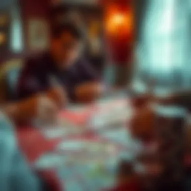 An engaging strategy session with scratch-off tickets spread out