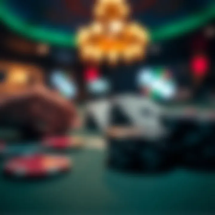 Close-up of poker chips and cards during a game