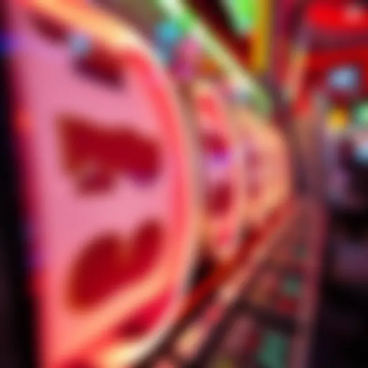 Close-up of high limit slot machine reels in motion