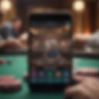 Mobile app displaying poker tournament features