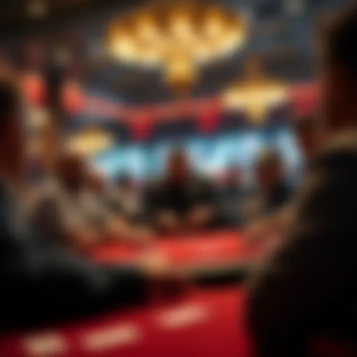 Intense poker tournament action at the tables