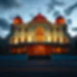 Exterior view of La Concha San Juan Casino at dusk showcasing its illuminated facade