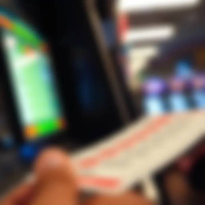 Close-up of a lottery ticket being scanned