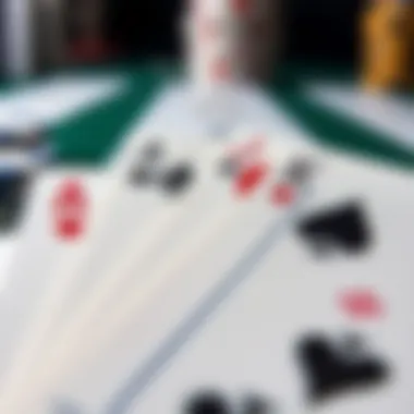 A close-up of playing cards with strategic markings indicating optimal moves.