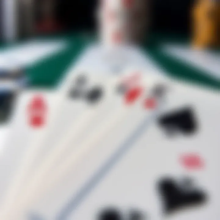 A close-up of playing cards with strategic markings indicating optimal moves.